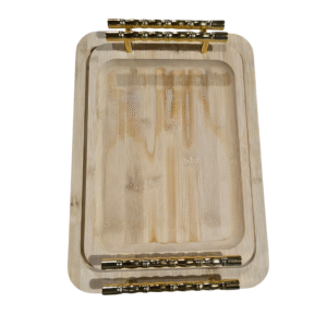 2 pcs Rectangle Gold handle tray set 11″18″