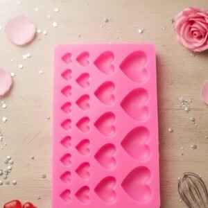25 Cavity heart pink mould size-1.5*16.5cm