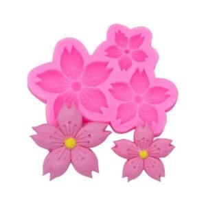 3 Cavity pink flower mould size-1*7.5cm