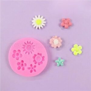Pink 5 cavity flower mould size-6.5*6.5cm
